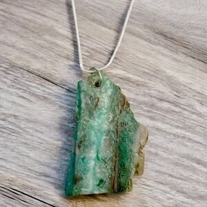 Dainty Rough Green Druzy Chrysocolla Pendant Necklace
